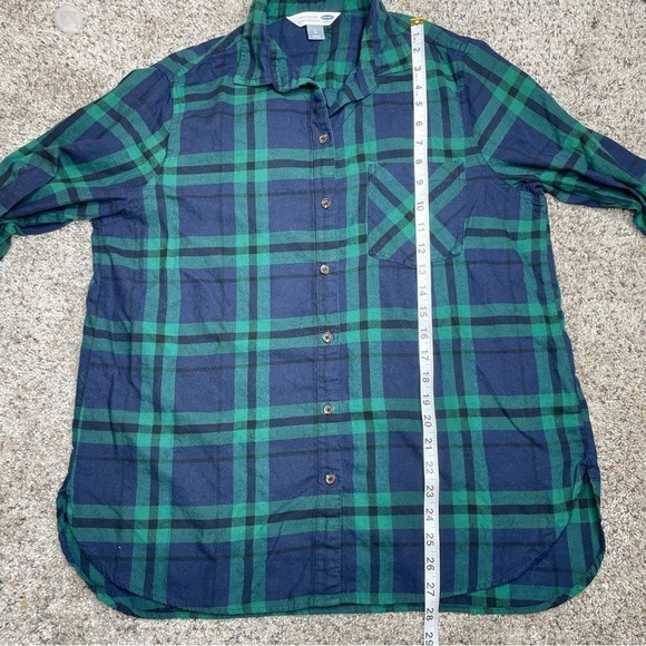 Old Navy The Classic Shirt Button Up Flannel Blue Green Plaid Large - Picture 8 of 8